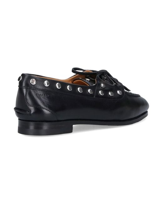 Bally Black Pointed Toe Slip-On Moccasins With Lace Closure