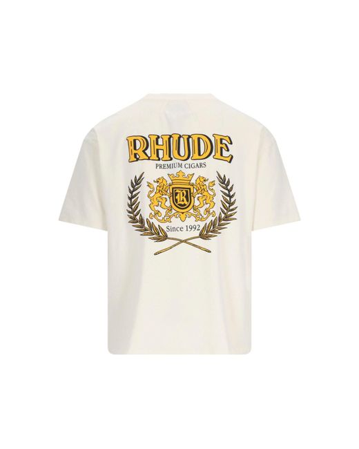 T-Shirt "Cresta Cigar" di Rhude in White da Uomo