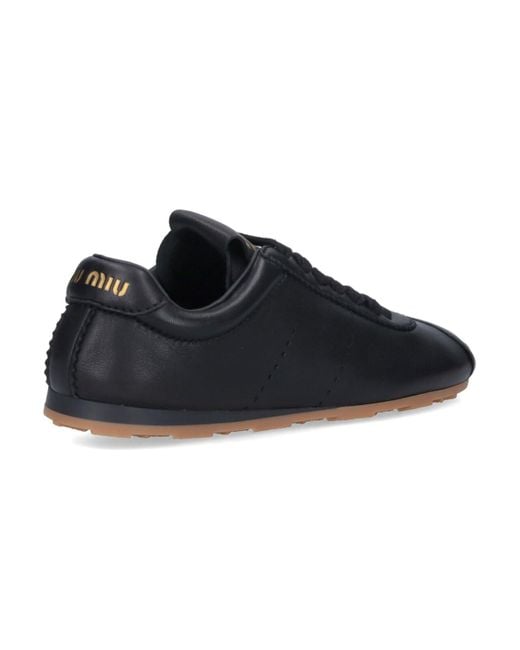 Sneakers In Nappa Di Agnello "Plume" di Miu Miu in Black