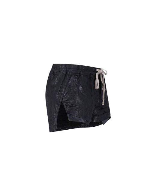 Rick Owens Blue Coated Fabric Shorts