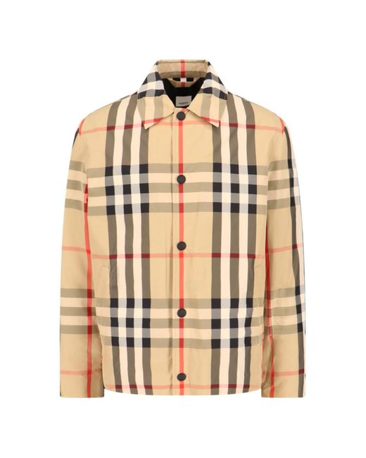 Burberry Check Shirt Jacket in Natural for Men Lyst UK