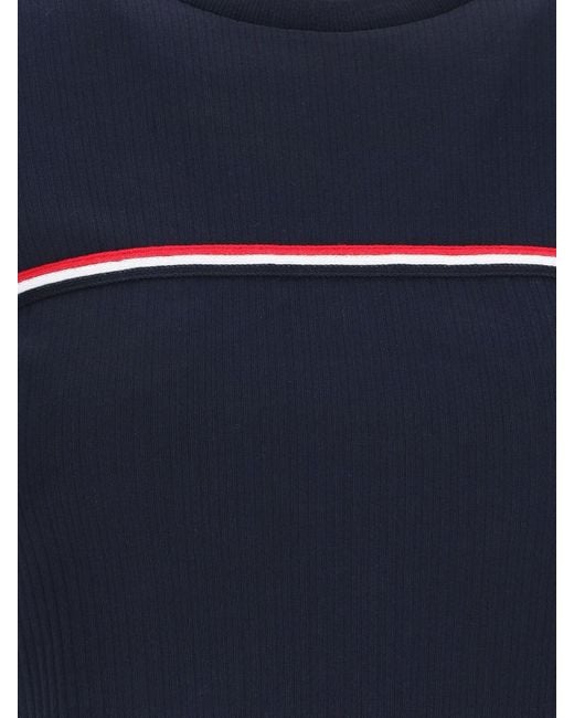 Thom Browne Blue Three Stripes Logo T-Shirt