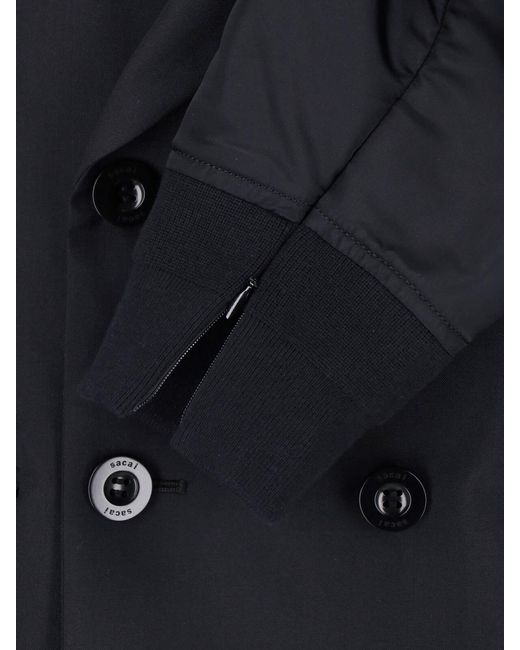 Sacai Blue Double-Breasted Twill Blazer