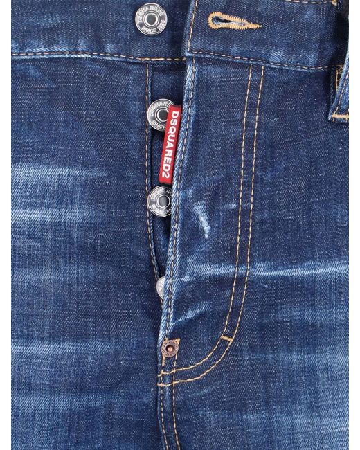 DSquared² Blue Medium-Rise Slim-Fit Distressed Jeans for men