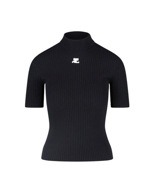 Courreges Blue Reedition Ribbed Sweater