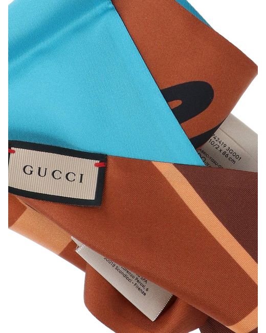 Gucci Blue Lipstick Print Scarf