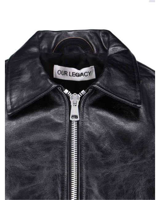 Our Legacy Black 100% Cow Leather Jacket for men
