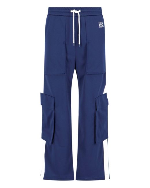 Loewe Blue Anagram Slip-pocket Wide-leg Mid-rise Woven Trousers