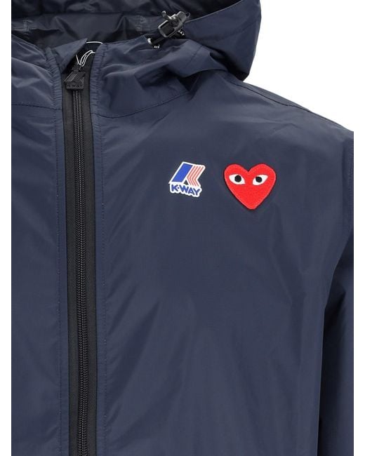 COMME DES GARÇONS PLAY Blue Play Heart Logo 100% Nylon Jacket for men