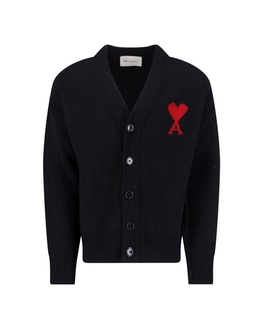 AMI Blue Ami De Caur Cardigan for men