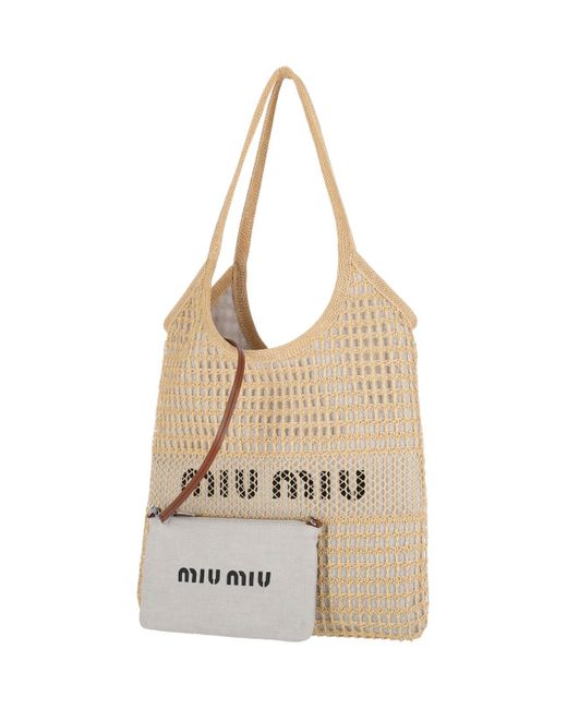 Borsa In Viscosa "Ivy" di Miu Miu in Natural