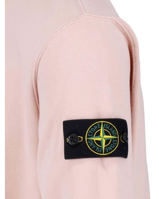 Stone Island Pink Cotton Sweatshirt "Compass" for men