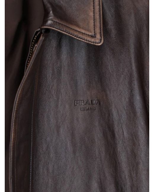 Prada Brown Lambskin Bomber Jacket for men