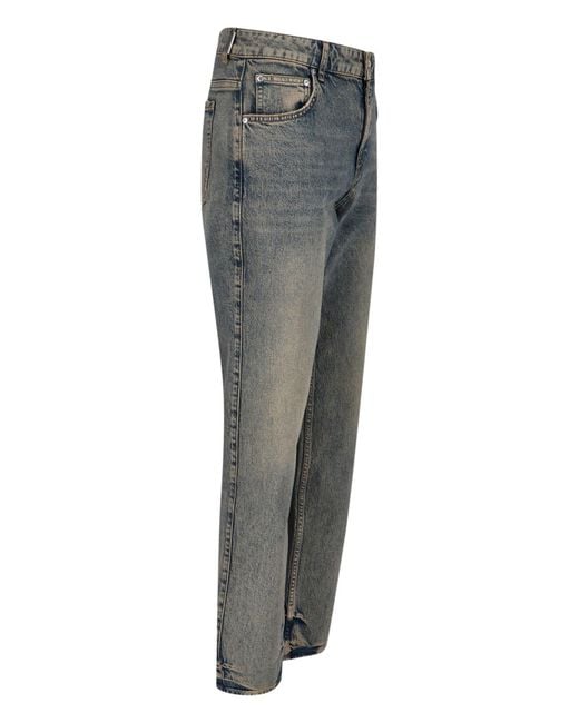 Represent Gray Straight-Leg Denim Jeans With Worn Effect for men