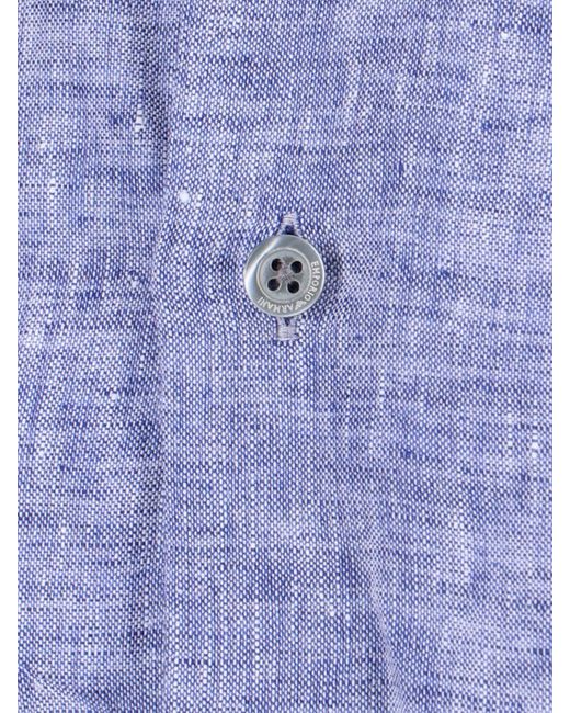Camicia In Lino di Emporio Armani in Blue da Uomo
