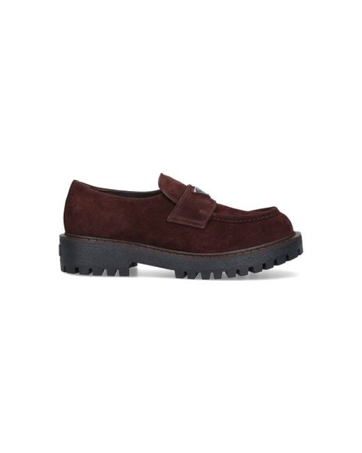 Prada Brown Suede Loafers for men
