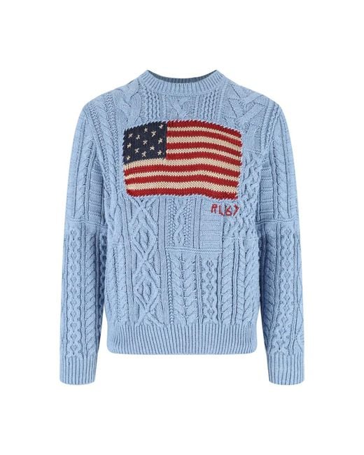 Polo Ralph Lauren Blue Sweater "American Flag" for men