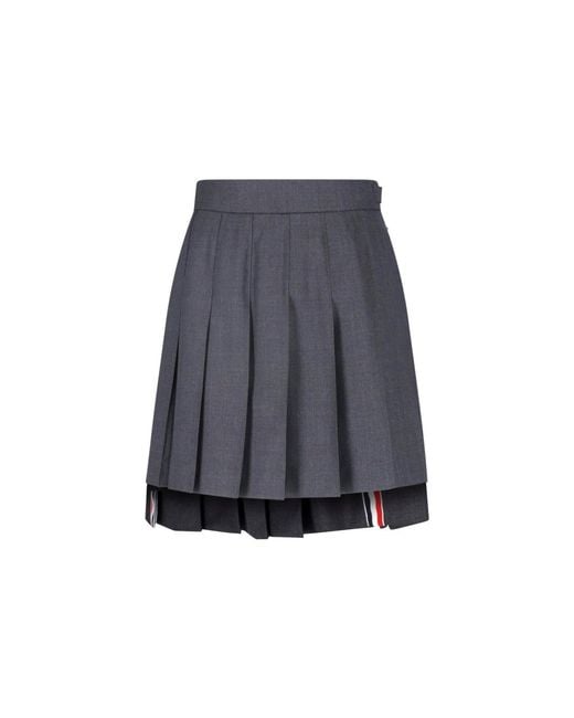 Thom Browne Blue Pleated Mini Skirt