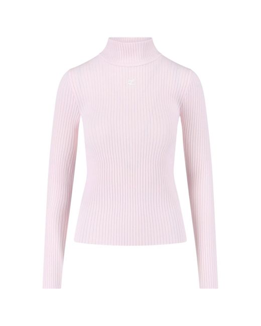Courreges Pink Logo Turtleneck