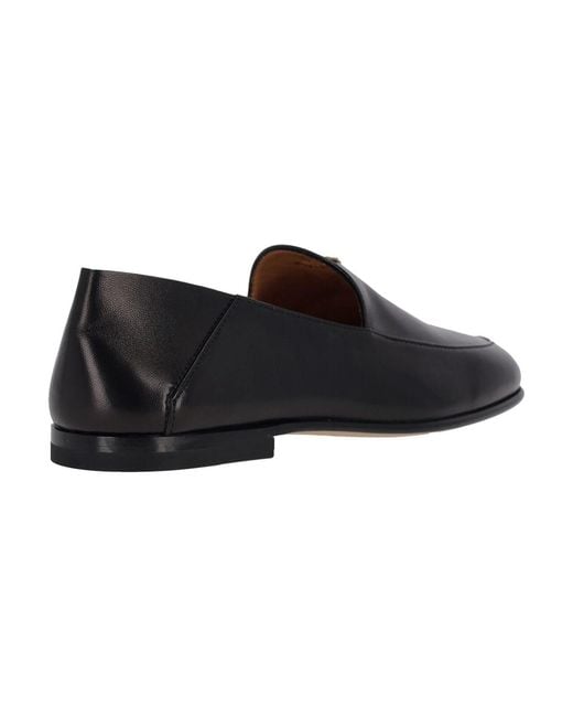 Tod's Black Lamb Leather Flat Loafers For