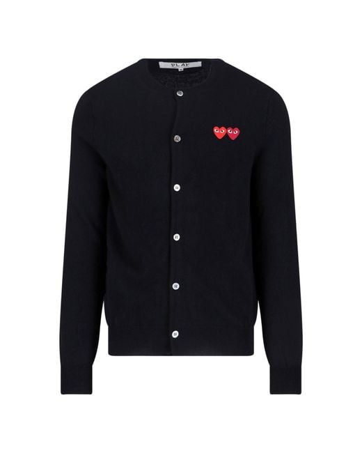 COMME DES GARÇONS PLAY Blue Heart Motif Button-Down Cardigan for men