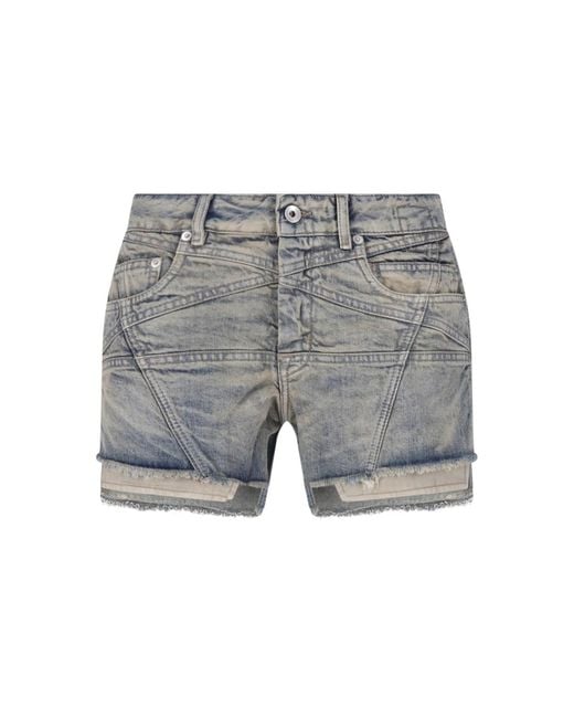Rick Owens Gray Denim Shorts