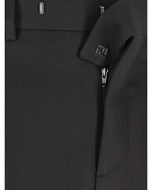 Fendi Black Wool Blend Pants for men