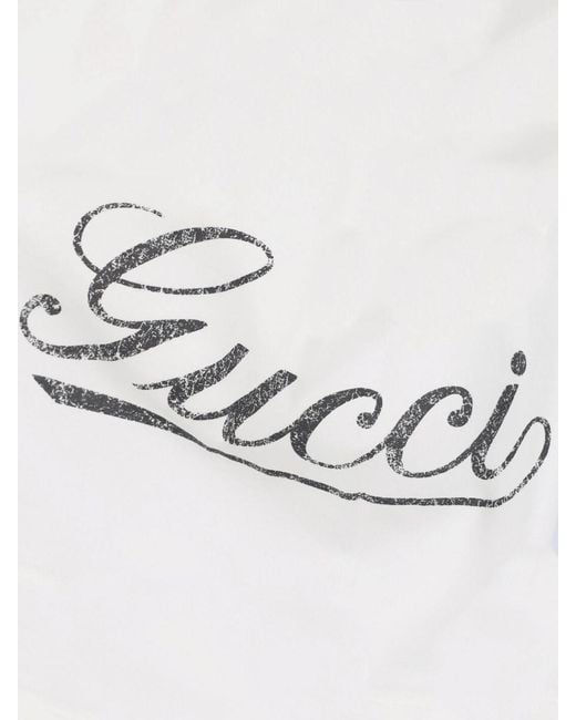Gucci White Cotton Jersey Logo T-Shirt for men