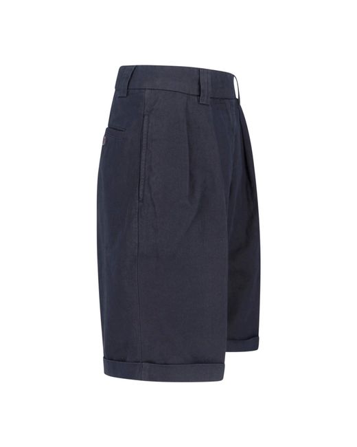 Aspesi Blue Cotton Linen Shorts