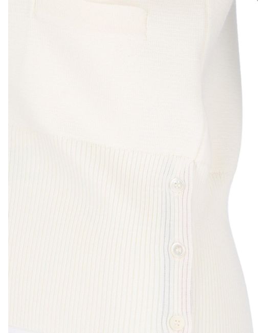 Thom Browne White 100% Virgin Wool Crewneck Sweater
