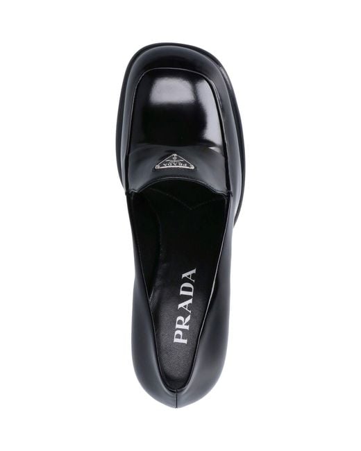 Prada Black Brushed Leather Loafers
