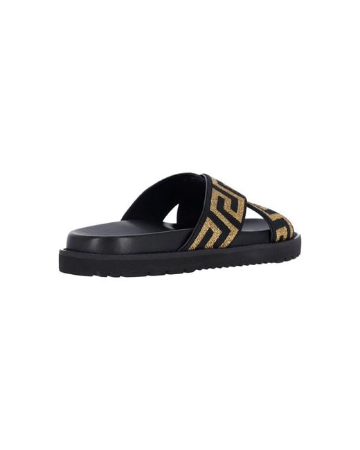 Versace Black Sandals Lamb Leather for men