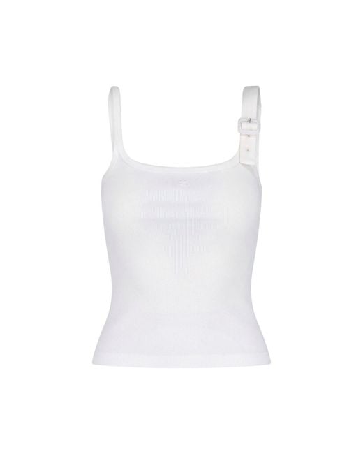 Courreges White Fitted Top With Classic Neckline