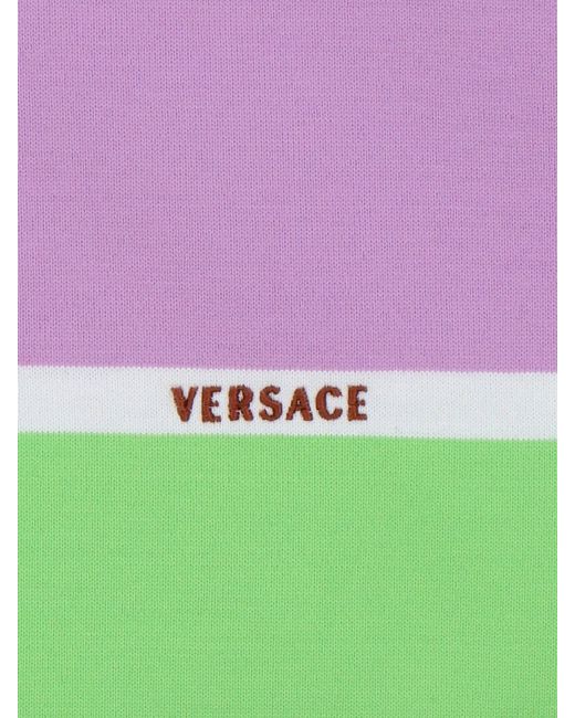 Versace Blue Striped Cotton Mini Dress