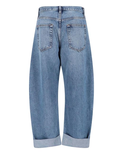 FRAME Blue Straight-Leg Design With Mid-Rise Waist And Finish