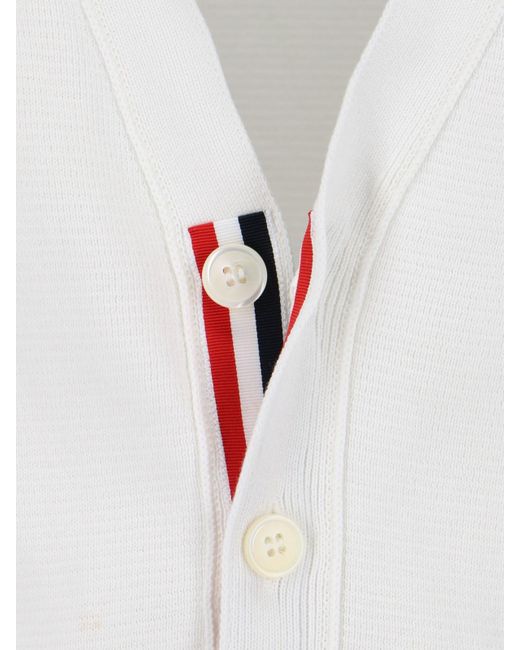 Cardigan Dettagli Tricolore di Thom Browne in White da Uomo