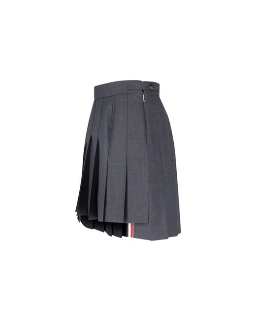 Thom Browne Blue Pleated Mini Skirt