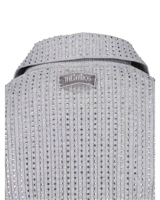 The Attico Gray Fitted Mini Dress With Reflective Embellishments