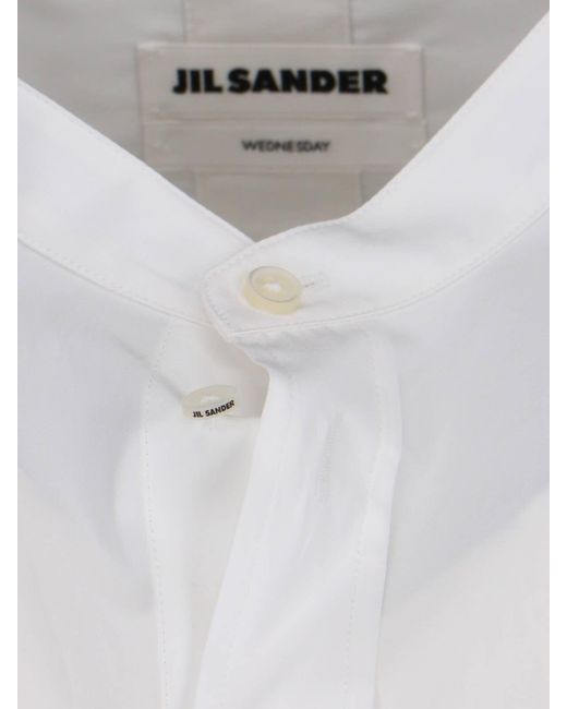 Jil Sander White Mandarin Collar Shirt for men