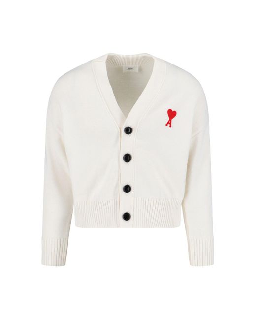 AMI White Cropped Cardigan for men