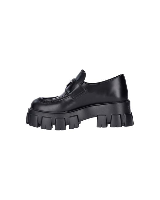 Prada Black 'monolith' Logo Loafers