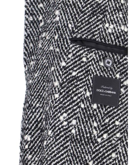 Dolce & Gabbana Gray Double-Breasted Virgin Wool Blend Coat for men