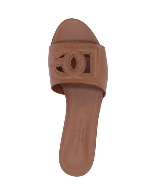 Dolce & Gabbana White Leather Sandals "Dg"