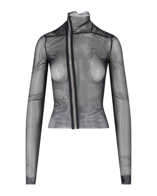 Rick Owens Gray High Neck Top
