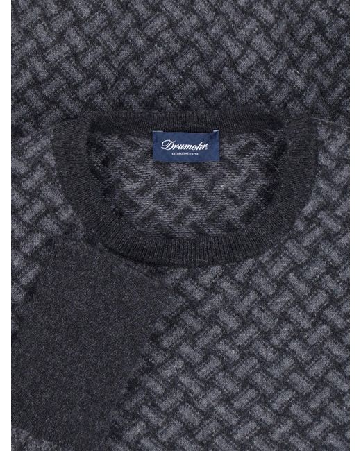 Drumohr Blue Cashmere Sweater for men