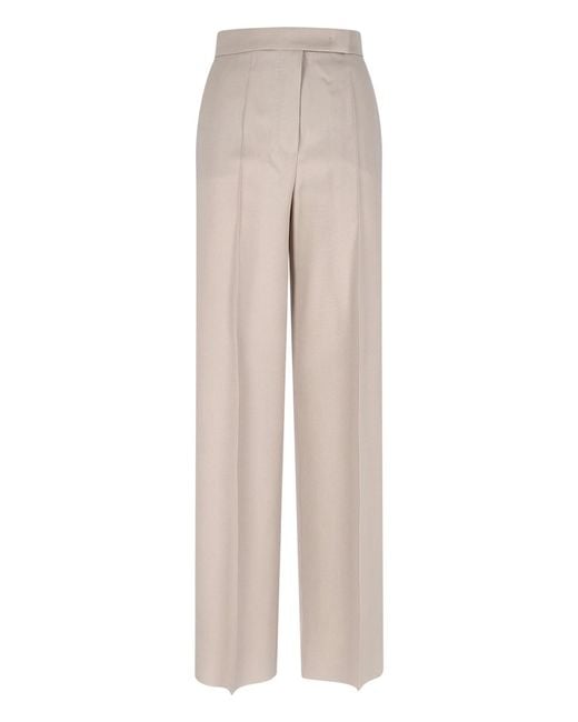 Max Mara White Tailored Wool Blend Pants