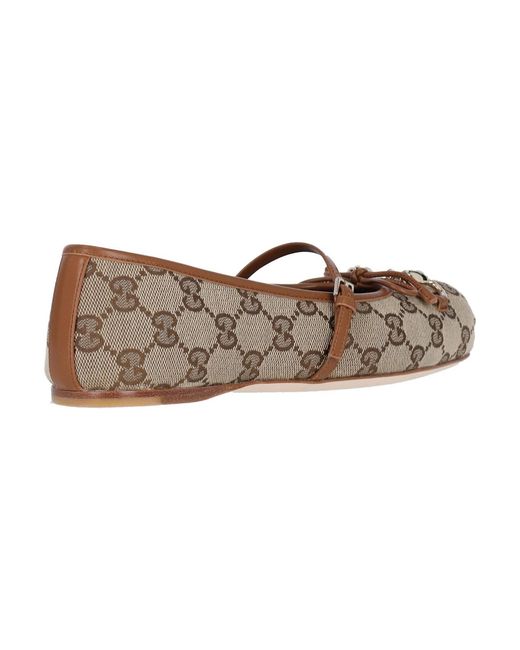 Gucci White Ballet Flats With Clamp