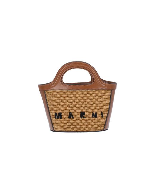 Marni Brown Mini Tote Bag "tropicalia"