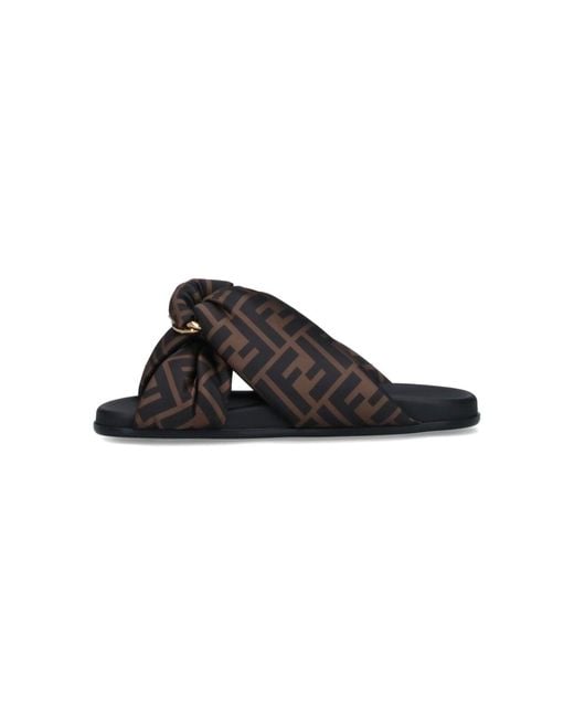 Fendi Black Feel Slide Sandals