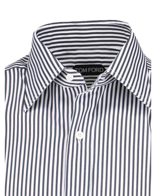 Tom Ford Blue Lightweight Cotton-Silk Button-Up Shirt With Mother-Of-Pearl Buttons for men